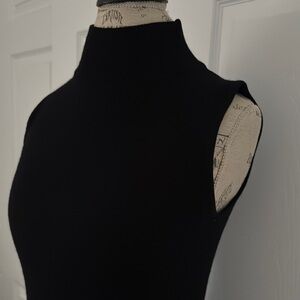 Black Sleeveless black mock neck ribbed dress
